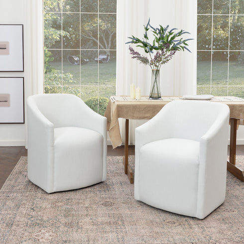 Rafa Performance Dining Chair with Casters – Comfortable Dining Armchair | Elegant Dining Chairs | Kinwell Furniture | Durable Performance Fabric